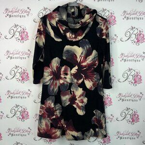 Eclipse dress turtleneck flowers floral long top Multicolor Fabric flowers